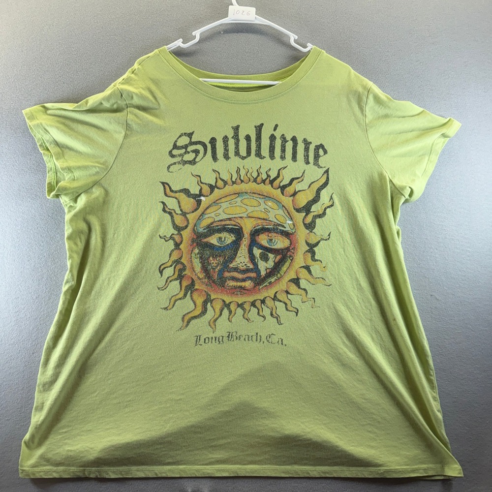 Sublime Graphic Tee Lime Green Sun Logo Short Sleeve Band Shirt Mens XL